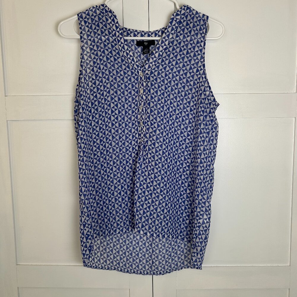 GAP Sheer Geometric Hi-Low Sleeveless Blouse Size XS